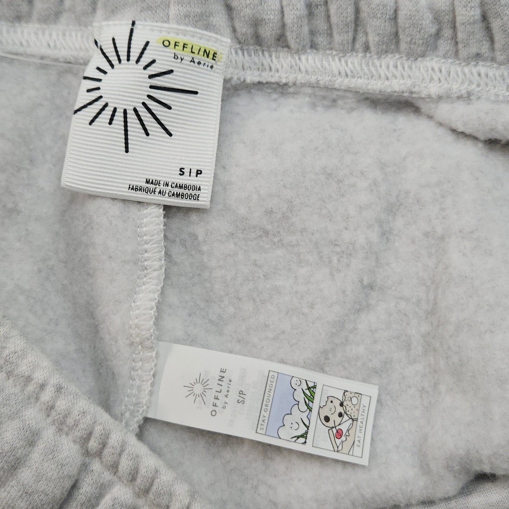 OFFLINE by Aerie Sweatpants Womens S Gray Fleece Joggers Loungewear Athleisure - Picture 7 of 11